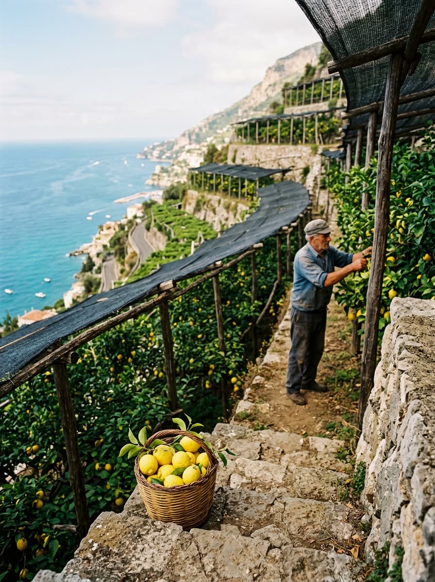Raccolta nel limoneto