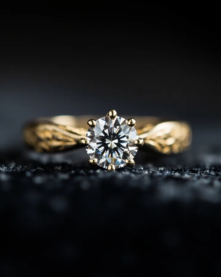 Anello Aurora in oro giallo con diamante taglio brillante rotondo